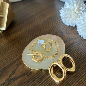 Creative Stainless Steel Geometric Hollow Gold Plated Minimalist Style Set